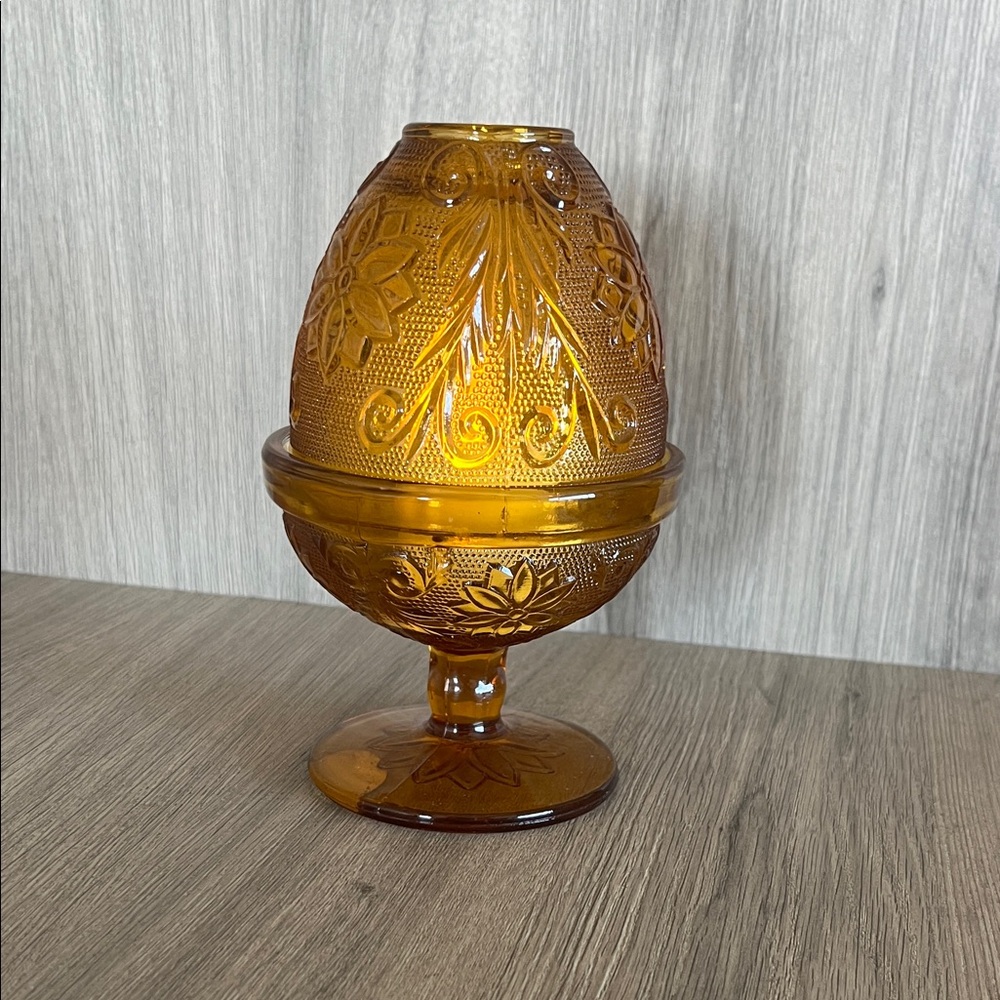 Indiana Glass Amber Tiara Fairy Lamp